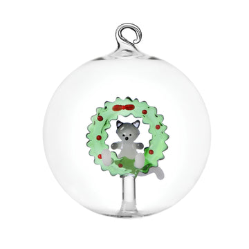 White Cat with Wreath Ornament by Ichendorf Milano