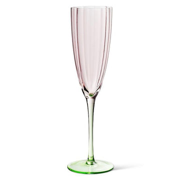 Pink Flower Flute Glass