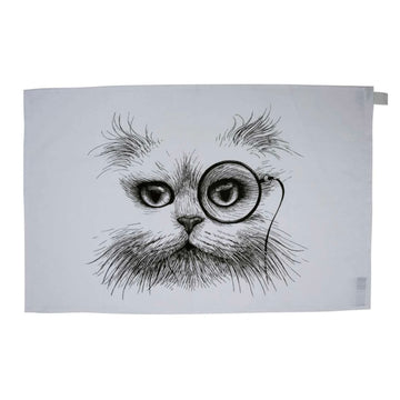 Cat Monocle Tea Towel