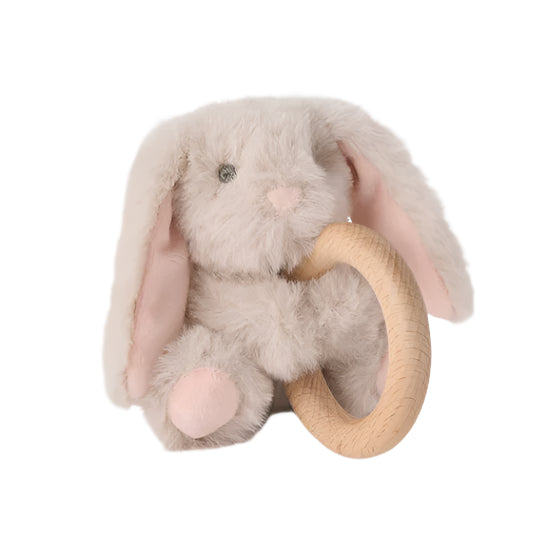 Plush Bunny Wooden Ring Rattle