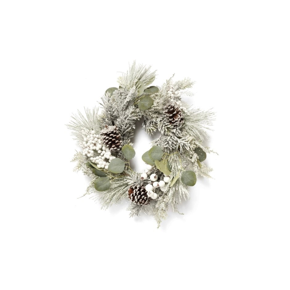 Winter Wreath With Berries, Pinecones + Eucalyptus