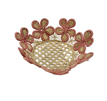 Pink Woven Flower Basket Basket