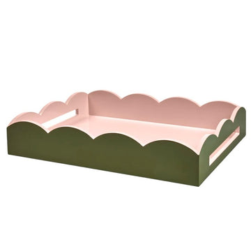 Khaki + Pink Two-Tone Scallop Tray by Addison Ross - Large