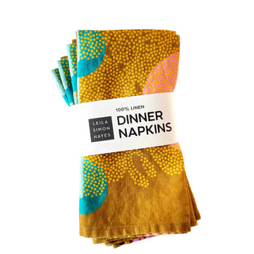 Yellow Cascade Linen Napkin - set of 4