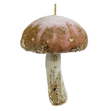 Velvet Mushroom Ornament - Pink