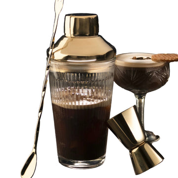 Gold + Glass Reeded Cocktail Set