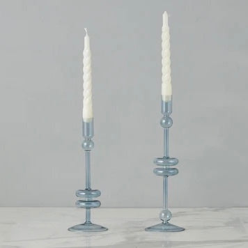 Glass Candle Holder, Blue - 2 Sizes