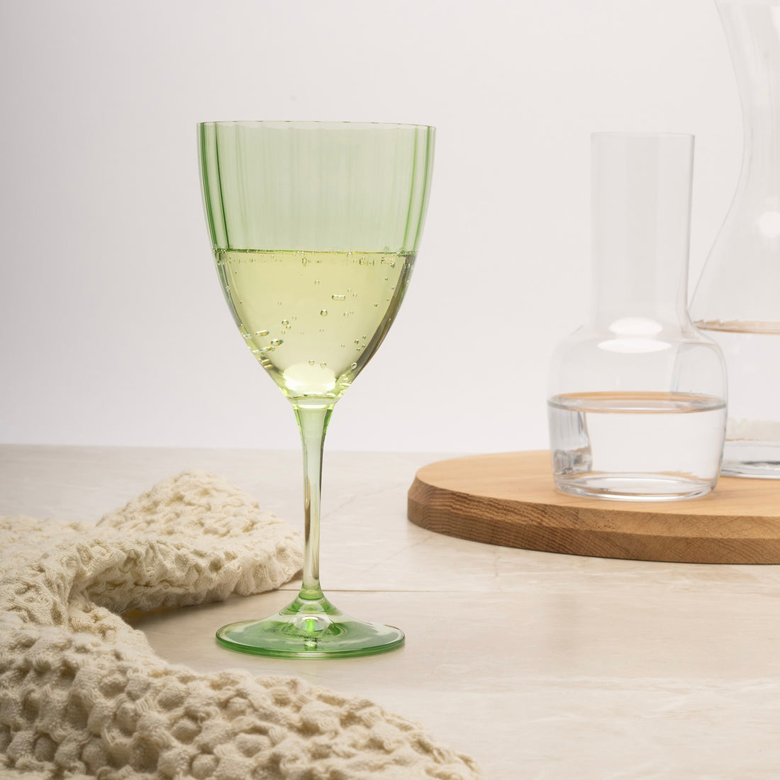 Green Optic Fern Leaf Wine Glass