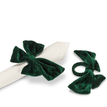 Green Velvet Bow Napkin Ring