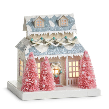 Pink Tree Gingerbread House