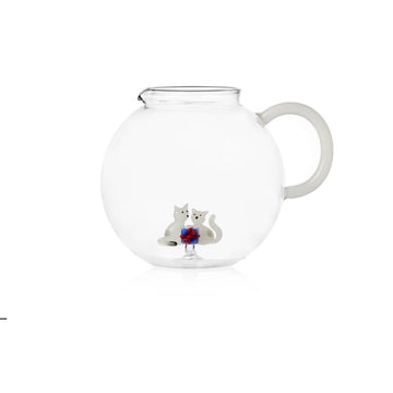 White Cat with Light Blue Gift Christmas Edition Jug by Ichendorf Milano