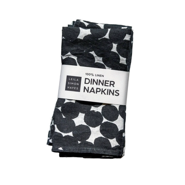 Black and White Linen Napkin - set of 4