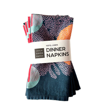 Blue Cascade Linen Napkin - set of 4