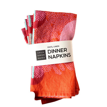 Coral Cascade Linen Napkin - set of 4