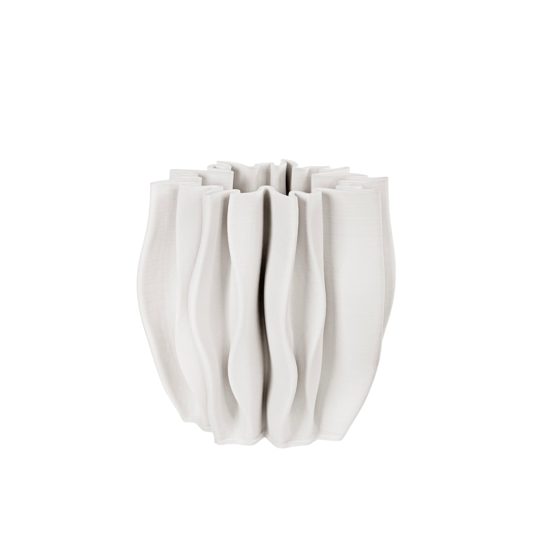 Cream Low Folded Ceramic Vase - 2 sizes