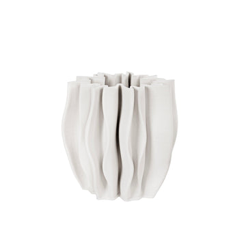 Cream Low Folded Ceramic Vase - 2 sizes