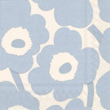 Cream + Light Blue Unikko Napkin by Marimekko - 2 sizes