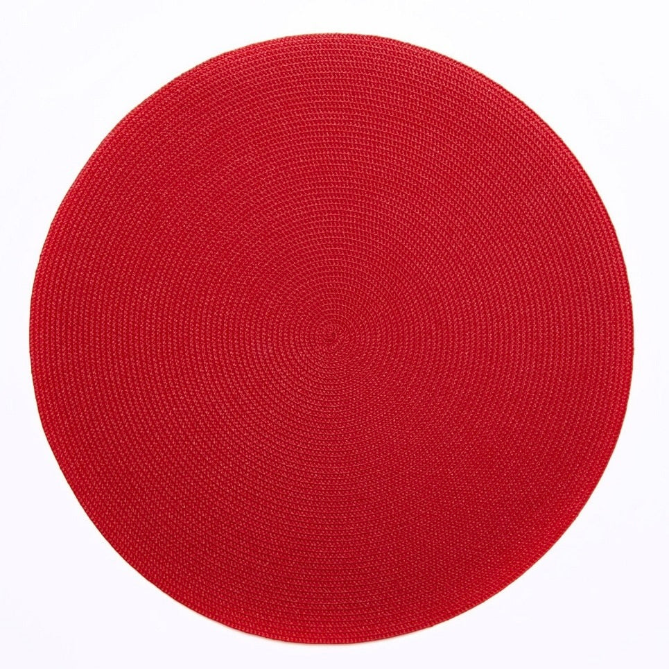 Holiday Red Round Placemat by Deborah Rhodes