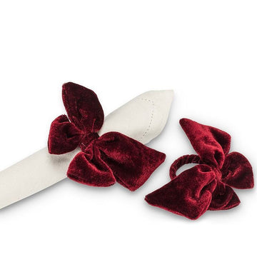 Burgundy Velvet Bow Napkin Ring