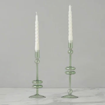 Glass Candle Holder, Sage - 2 Sizes