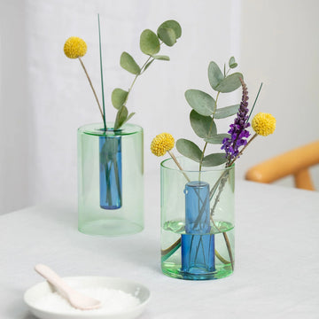 Small Reversible Glass Vase - Green / Blue, by Block Design