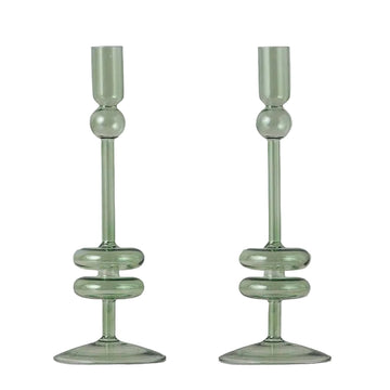 Sage Glass Candlestick - Medium