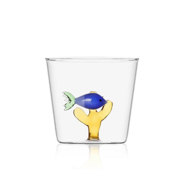 Blue Fish with Amber Seaweed Tumbler - by Ichendorf Milano