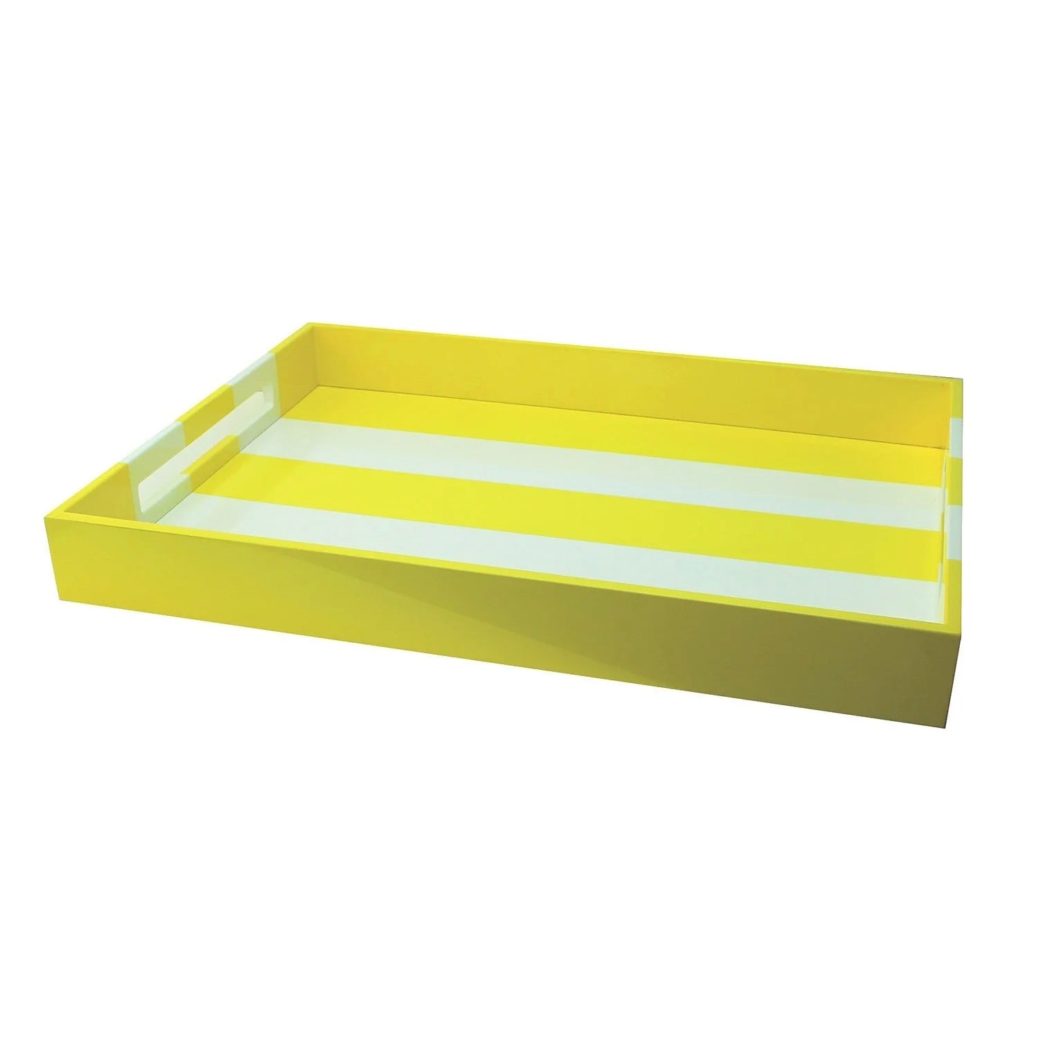 Large Striped Yellow + White Tray by Addison Ross