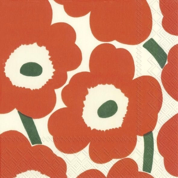 Orange + Green Uniko Lunch Napkin by Marimekko