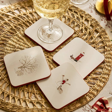 Snowy Village Coasters - set of 4