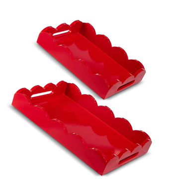 Red Scalloped Rectangle Tray - 2 sizes
