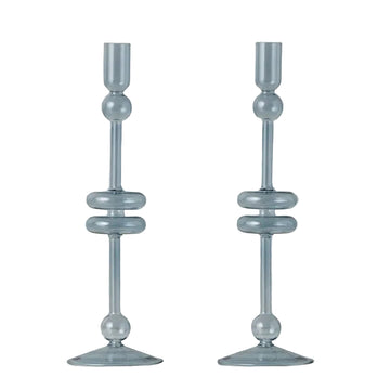 Denim Glass Candlestick - Large