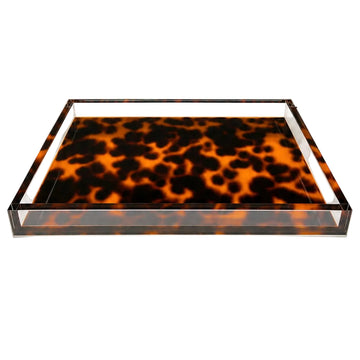 Tortoise Shell Lucite Tray - 2 sizes