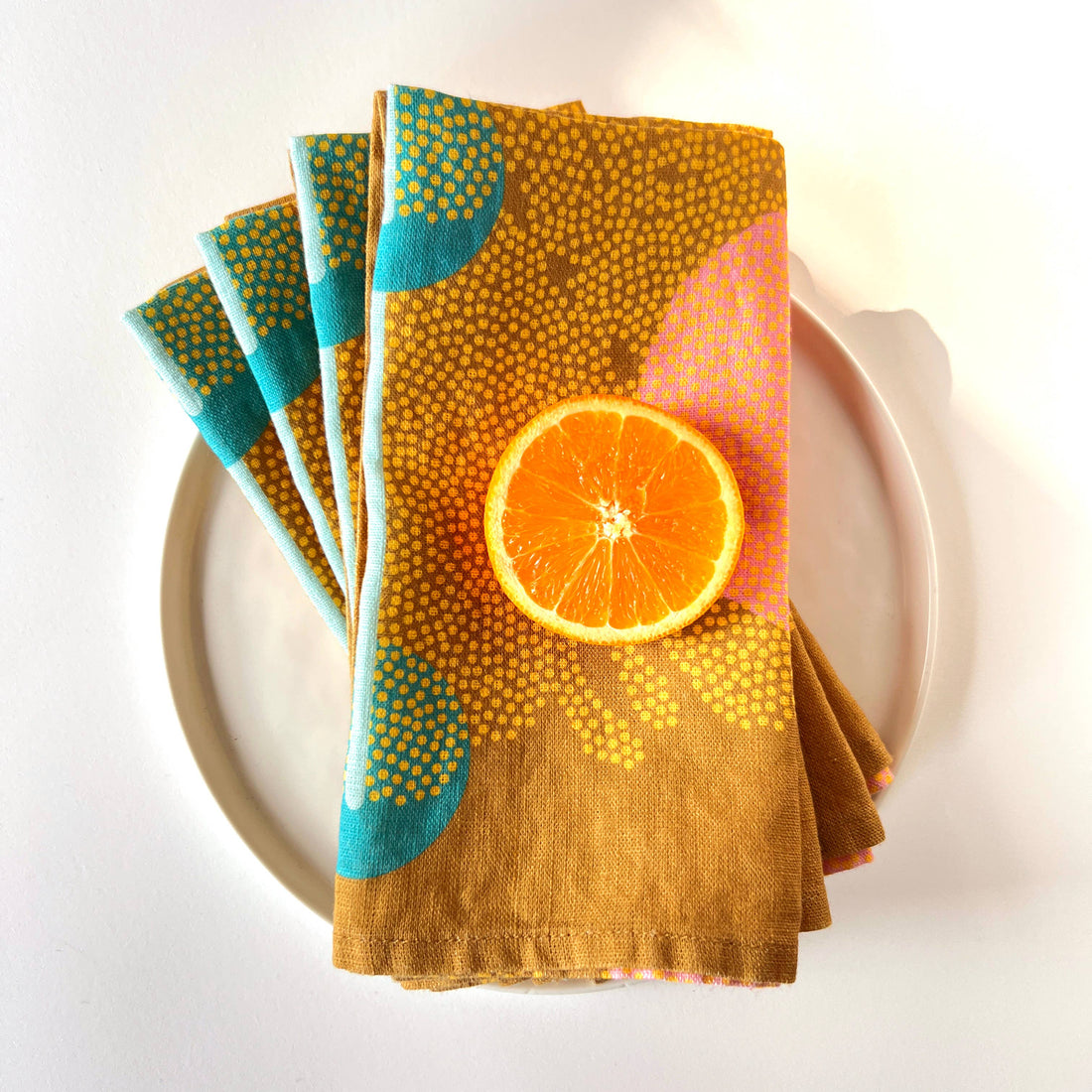 Yellow Cascade Linen Napkin - set of 4