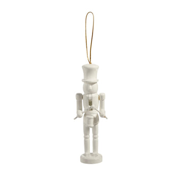 White Nutcracker Drumming Ornament - Small