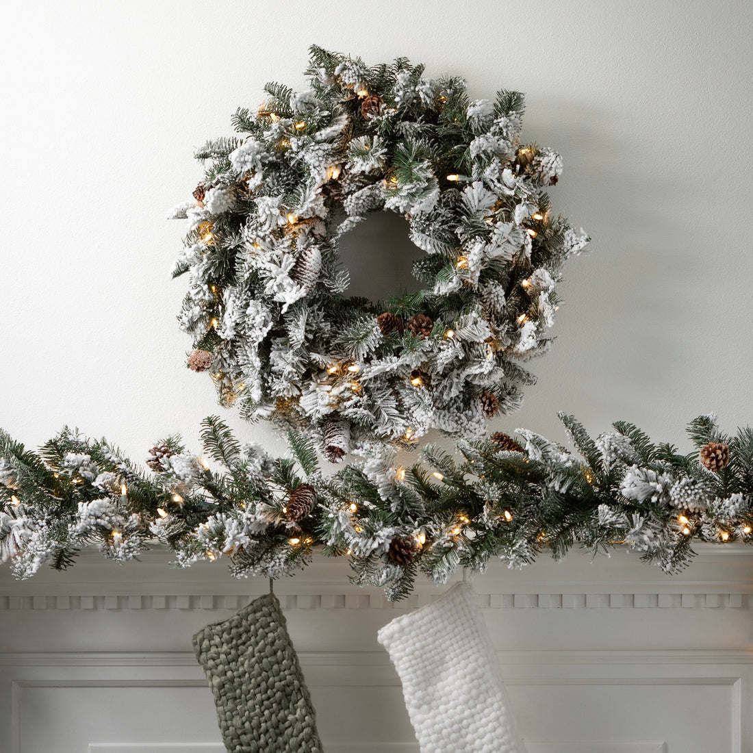 Snowy Garland with LED lights