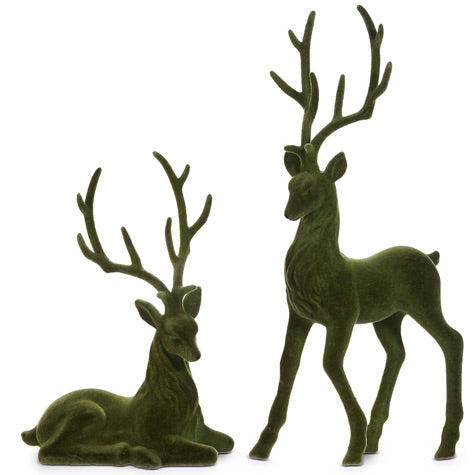 Green Flocked Deer - 2 styles