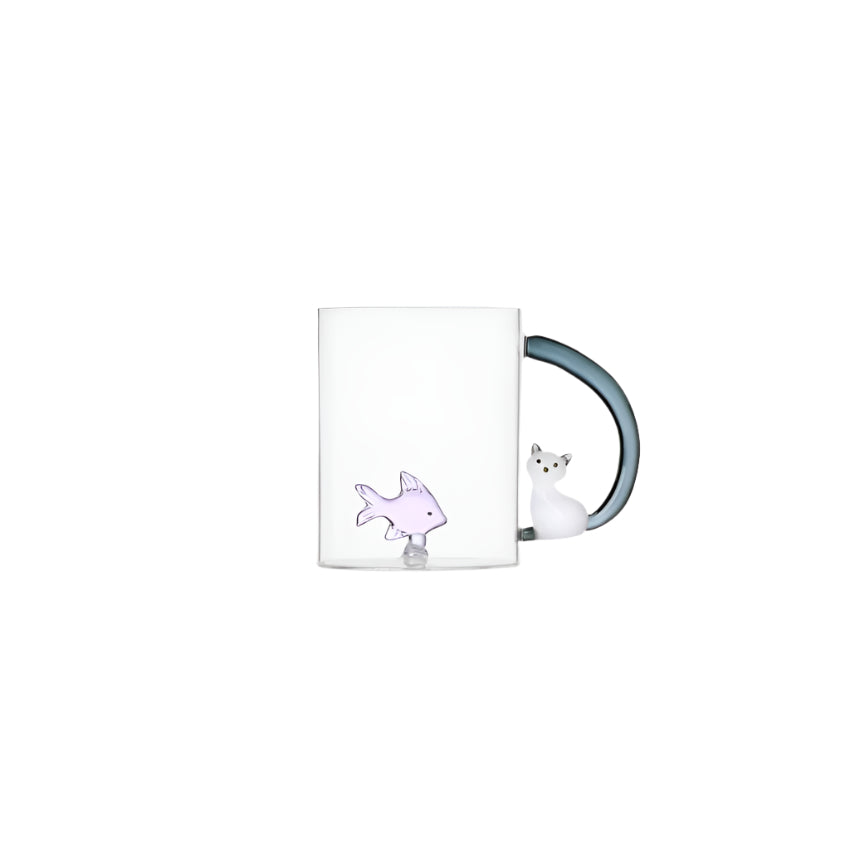 Pink Fish + White Cat with Smoke Tail Mug by Ichendorf Milano