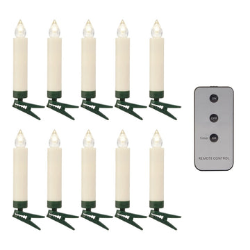 Clip-On Ivory Bulb Candles with Remote