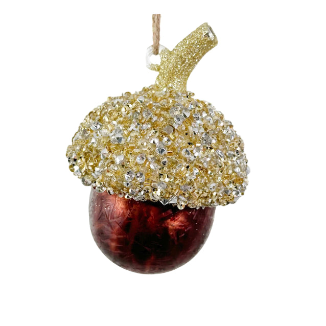 Brown Beaded Top Acorn Ornament