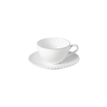 White Pearl Tea Cup and Saucer
