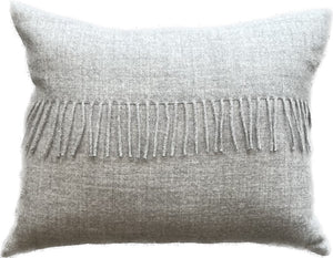 Grey Baby Alpaca Fringed Cushion