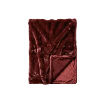 Burgundy Faux Fur + Velvet Throw