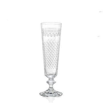 Vintage Etched Flute Glass- set of 6
