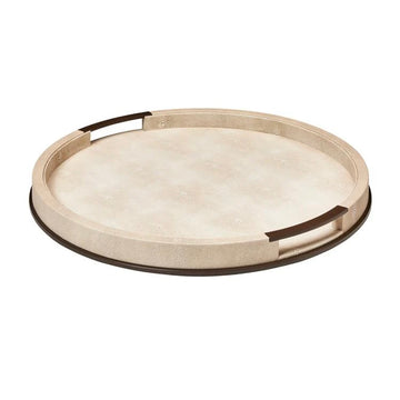 Ecru Shagreen Round Tray by Addison Ross - Large