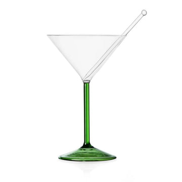 Green Stem Jelly Martini Glass with Stir Stick - by ichendorf milano