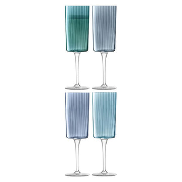 Gems Flute Glass Assorted Saphire - set of 4