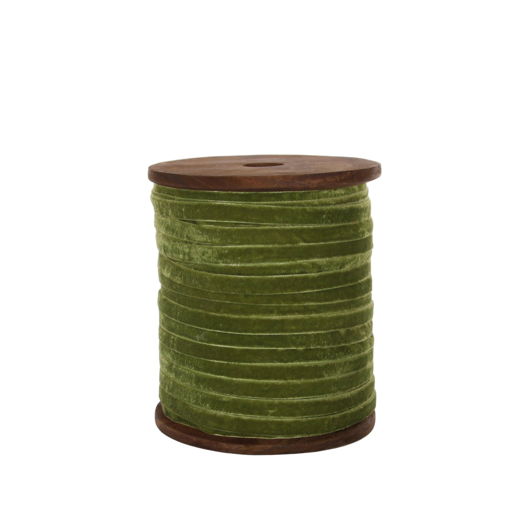 Narrow Green Velvet Ribbon - by the yard