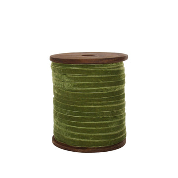 Narrow Green Velvet Ribbon - by the yard