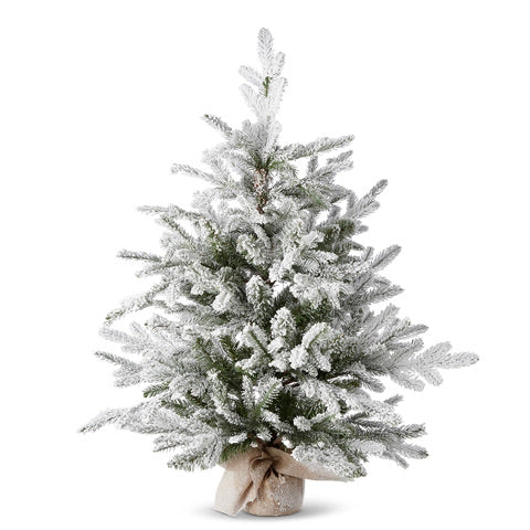 Flocked Tree in Burlap Bag